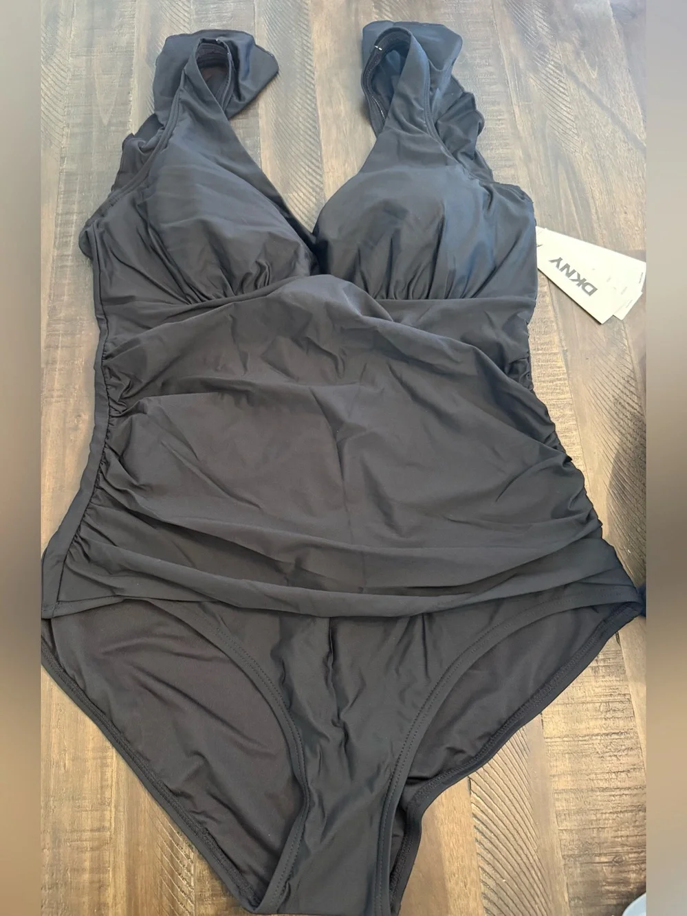 DKNY plunge neck ruffle one piece bikini - Picture 3 of 7